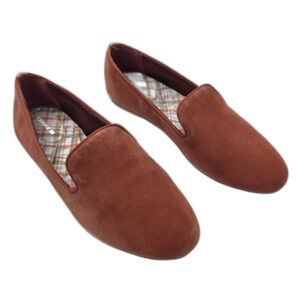 BIRDIES Starling Flat Brandy Suede Smoking Slipper Old Money Quiet Luxury Casual